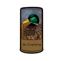 Mr. Greenhead in Waders sticker – unique waterfowl design with a duck in waders, perfect for personalizing hunting gear and outdoor equipment.
