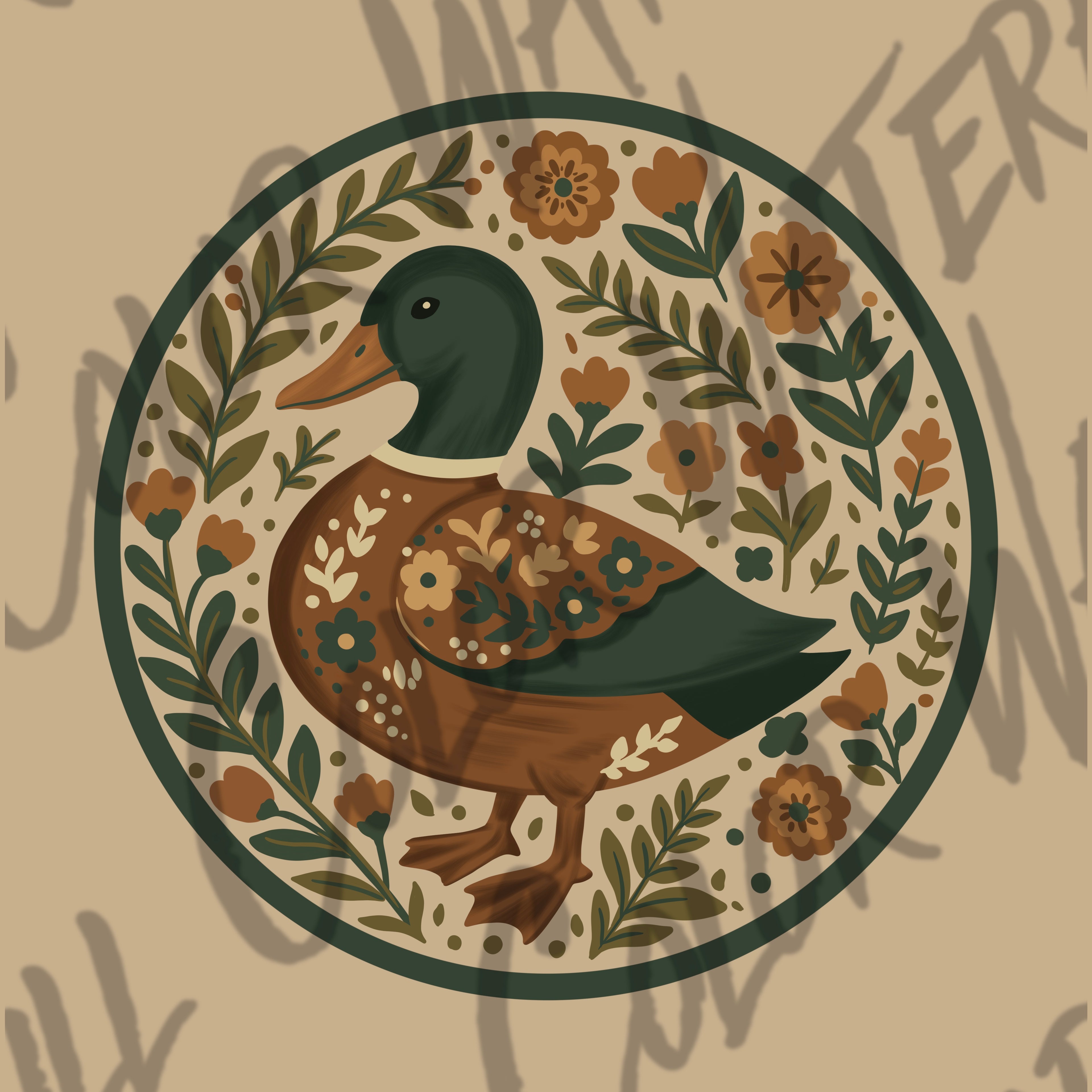 Folk Duck Art PNG